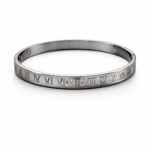 Silver Roman Numeral Bangle Bracelet